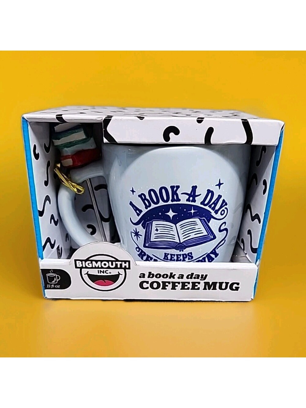 BigMouth Inc. "A Book A Day.." 11 oz Coffee Mug w/ Removable Stirrer - NEW!